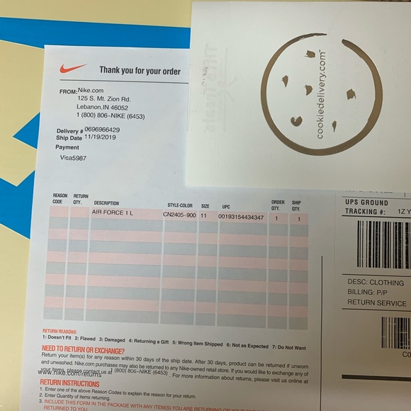 nike return reason codes